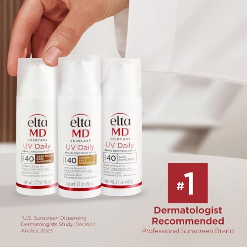 EltaMD UV Daily SPF 40 Face Sunscreen Moisturizer with Zinc Oxide, 1.7 oz Pump (Pack of 2)
