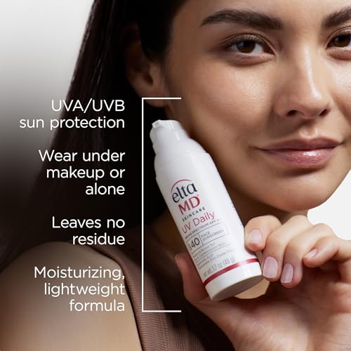 EltaMD UV Daily SPF 40 Face Sunscreen Moisturizer with Zinc Oxide, 1.7 oz Pump (Pack of 2)