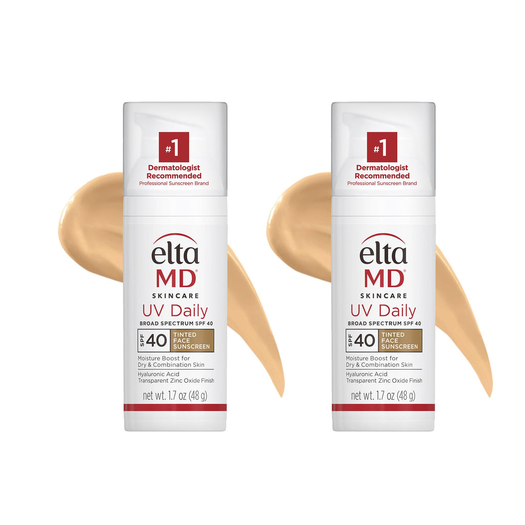 EltaMD UV Daily SPF 40 Tinted Face Sunscreen Moisturizer with Hyaluronic Acid – Hydrating, Sheer Tint (Pack of 2)