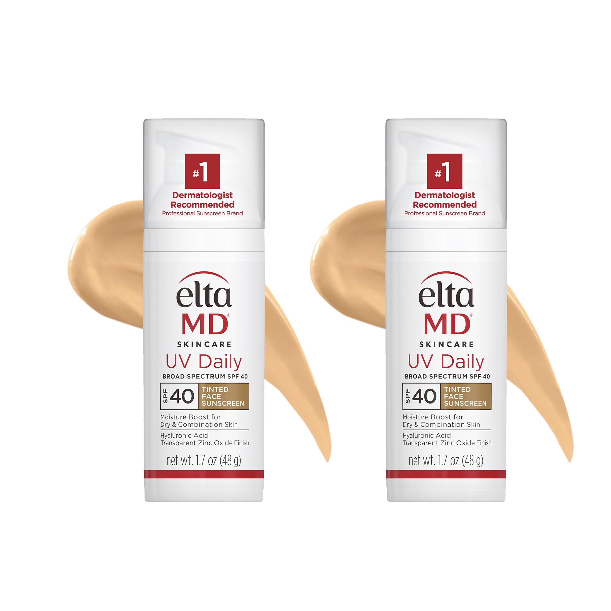 EltaMD UV Daily SPF 40 Tinted Face Sunscreen Moisturizer with Hyaluronic Acid – Hydrating, Sheer Tint (Pack of 2)