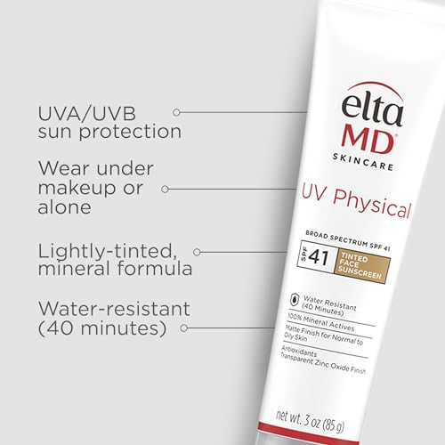 EltaMD UV Physical Tinted Face Sunscreen SPF 41 | Mineral, Matte Finish, 100% Mineral Actives