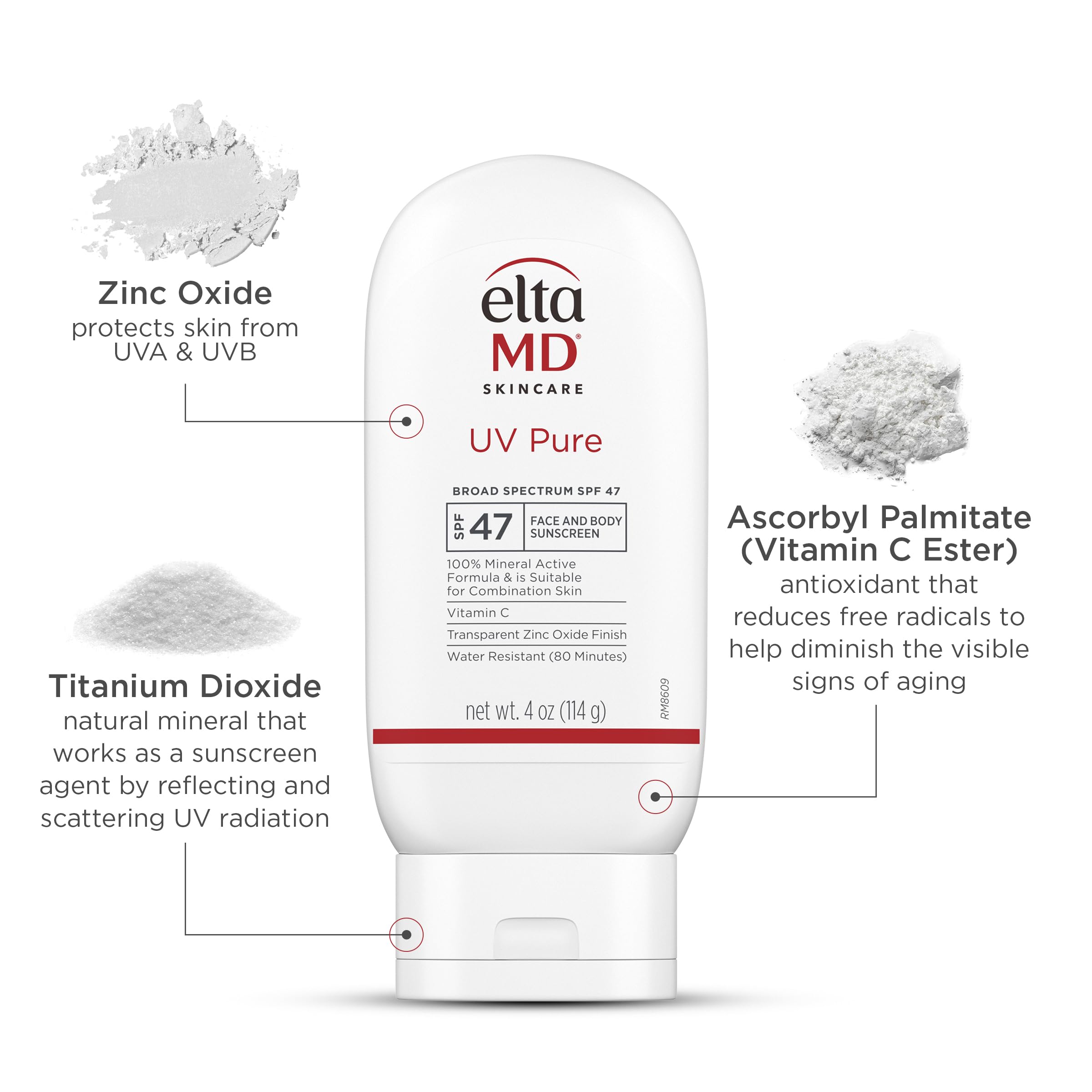 EltaMD UV Pure Face & Body Sunscreen SPF 47 – Mineral, Oil-Free, Water-Resistant (80 min) | 4 oz