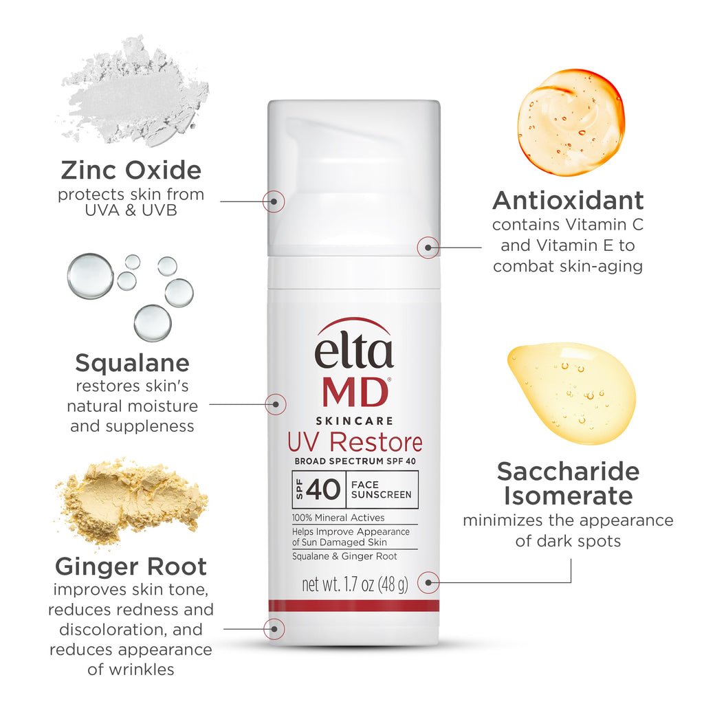 EltaMD UV Restore SPF 40 Mineral Face Sunscreen – Tinted, Moisturizing (1.7 oz)