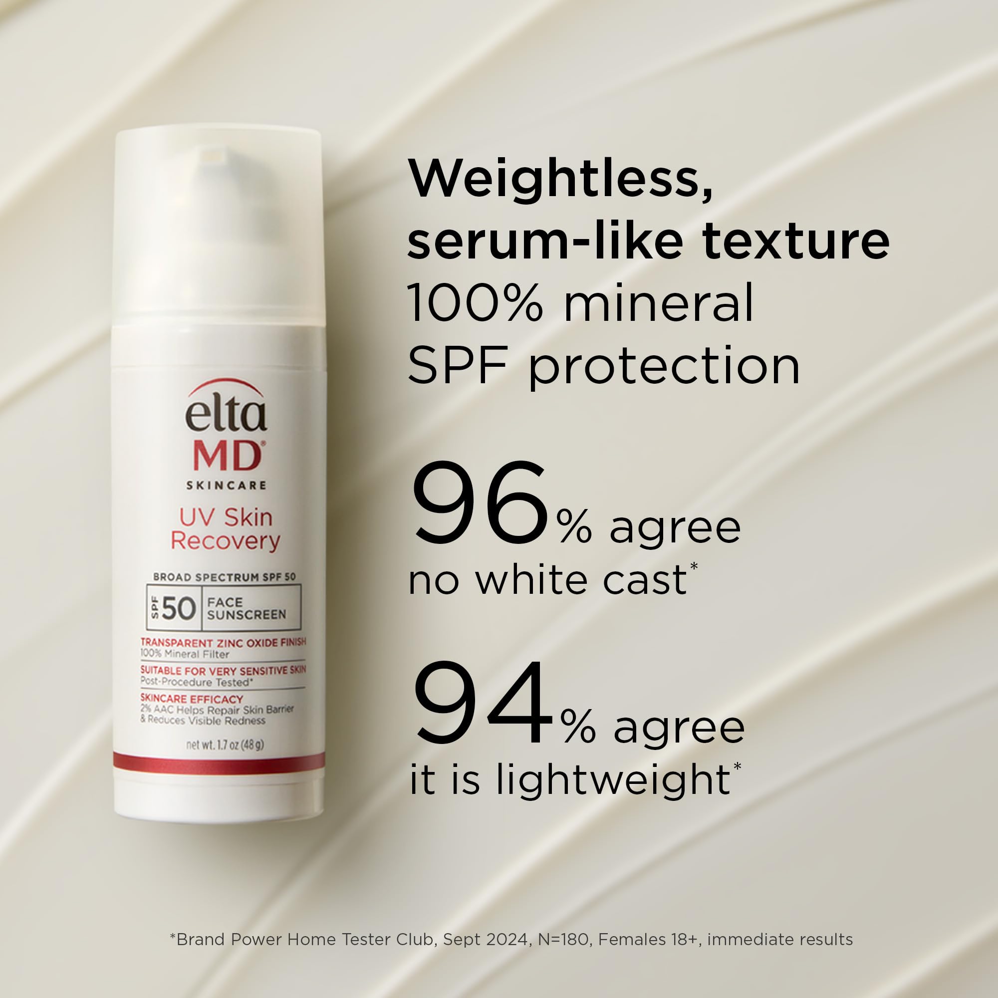 EltaMD UV Skin Recovery SPF 50 – All Mineral Zinc Oxide Sunscreen for Sensitive Skin