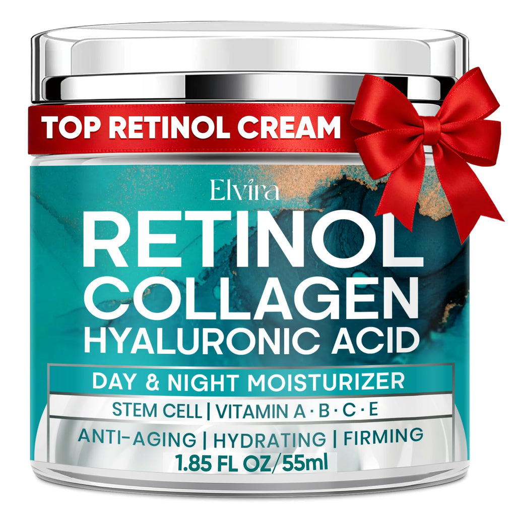 Elvira Retinol Anti-Aging Moisturizer with Collagen, Stem Cells & Hyaluronic Acid – Firming Cream for All Skin Types | 1.85 oz