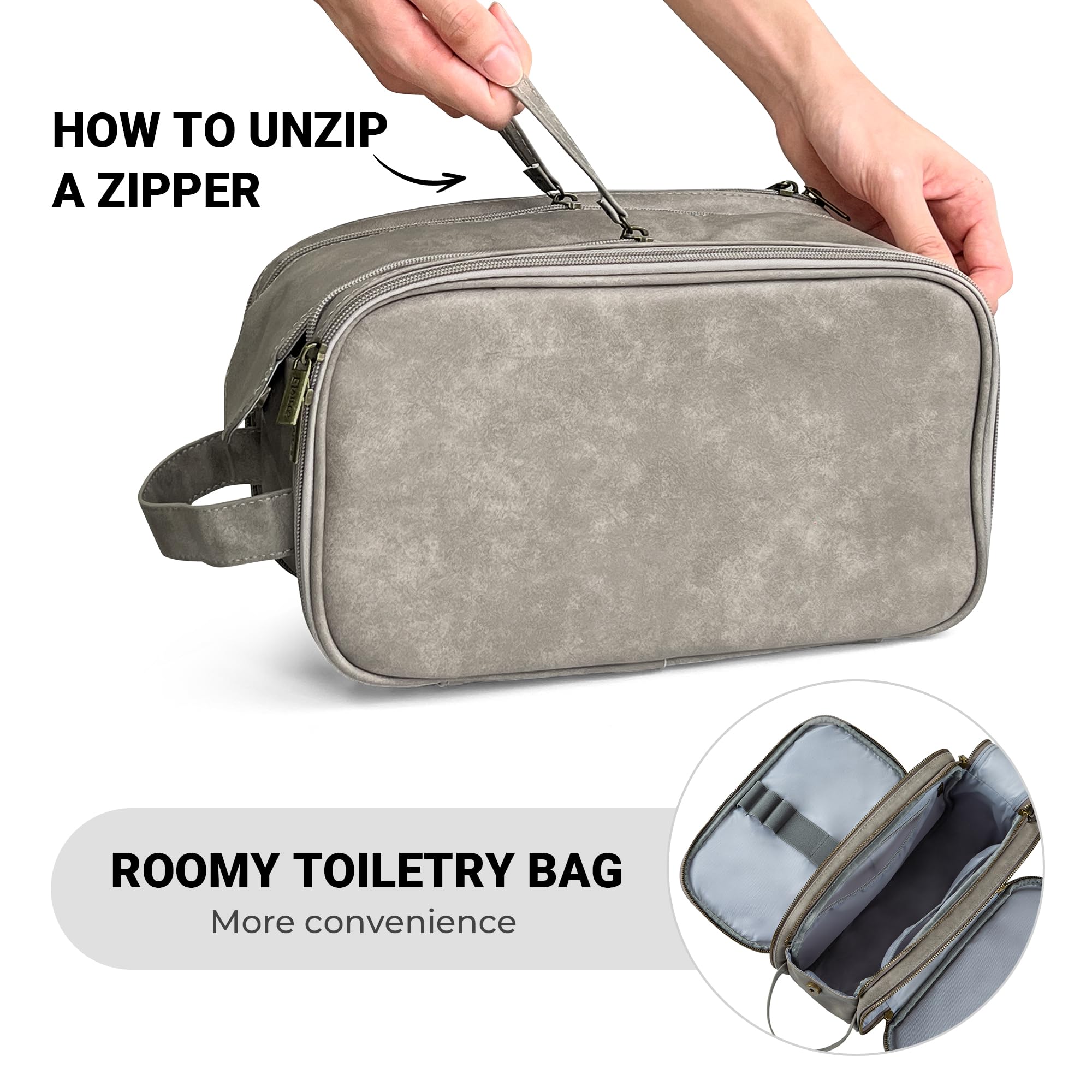 Elviros Toiletry Bag for Men – Large Travel Dopp Kit, Water-Resistant PU Leather Organizer