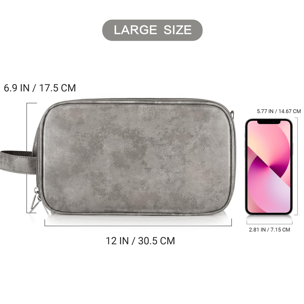 Elviros Toiletry Bag for Men – Large Travel Dopp Kit, Water-Resistant PU Leather Organizer