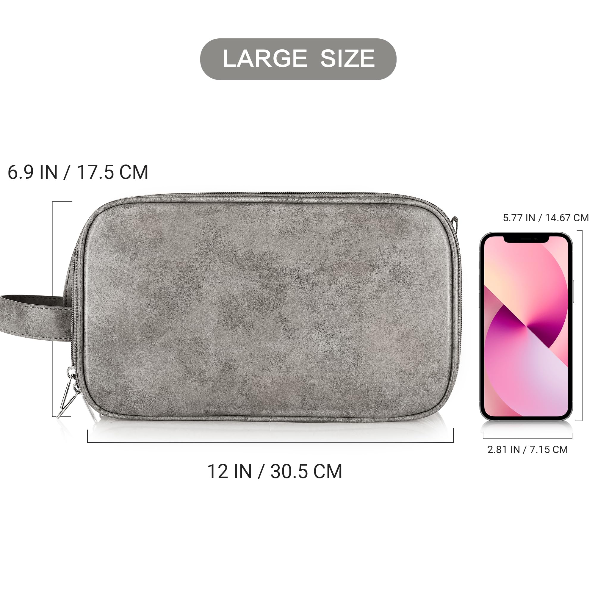 Elviros Toiletry Bag for Men – Large Travel Dopp Kit, Water-Resistant PU Leather Organizer