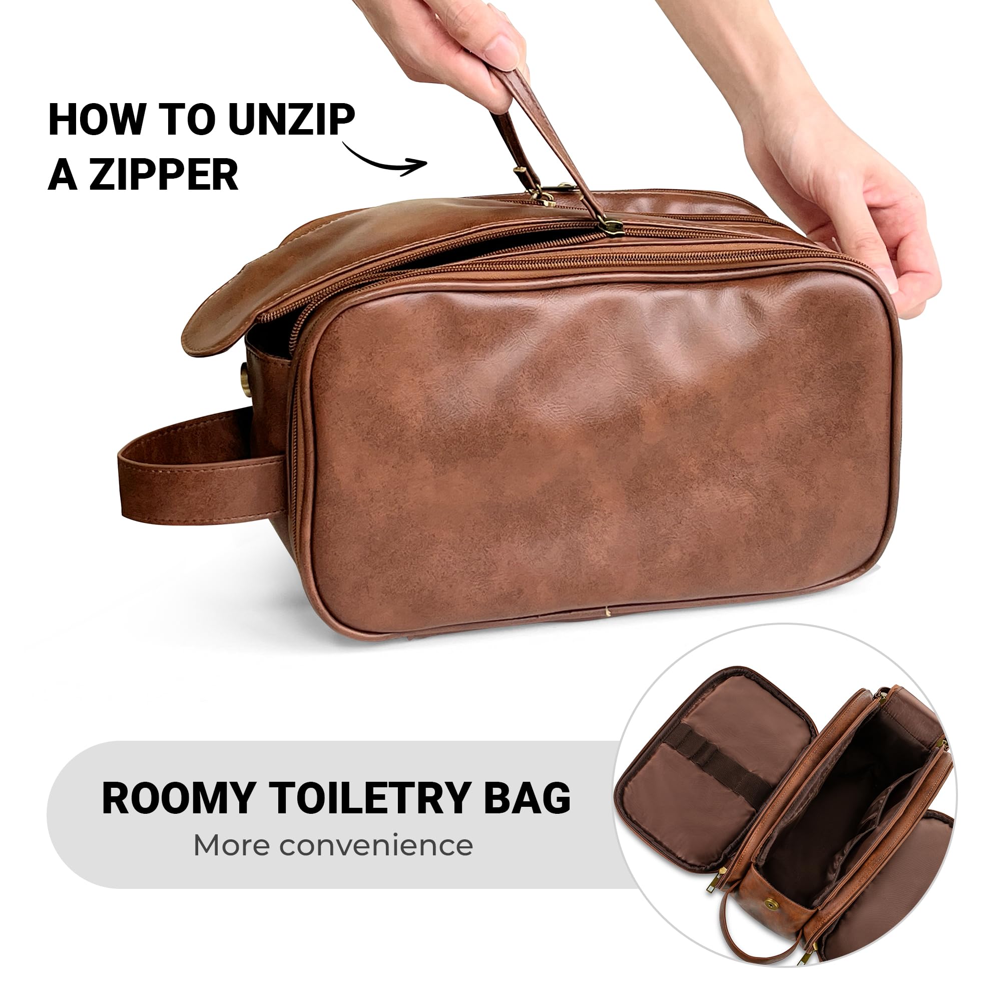 Elviros Travel Toiletry Bag for Men — Waterproof Shaving Dopp Kit & Organizer