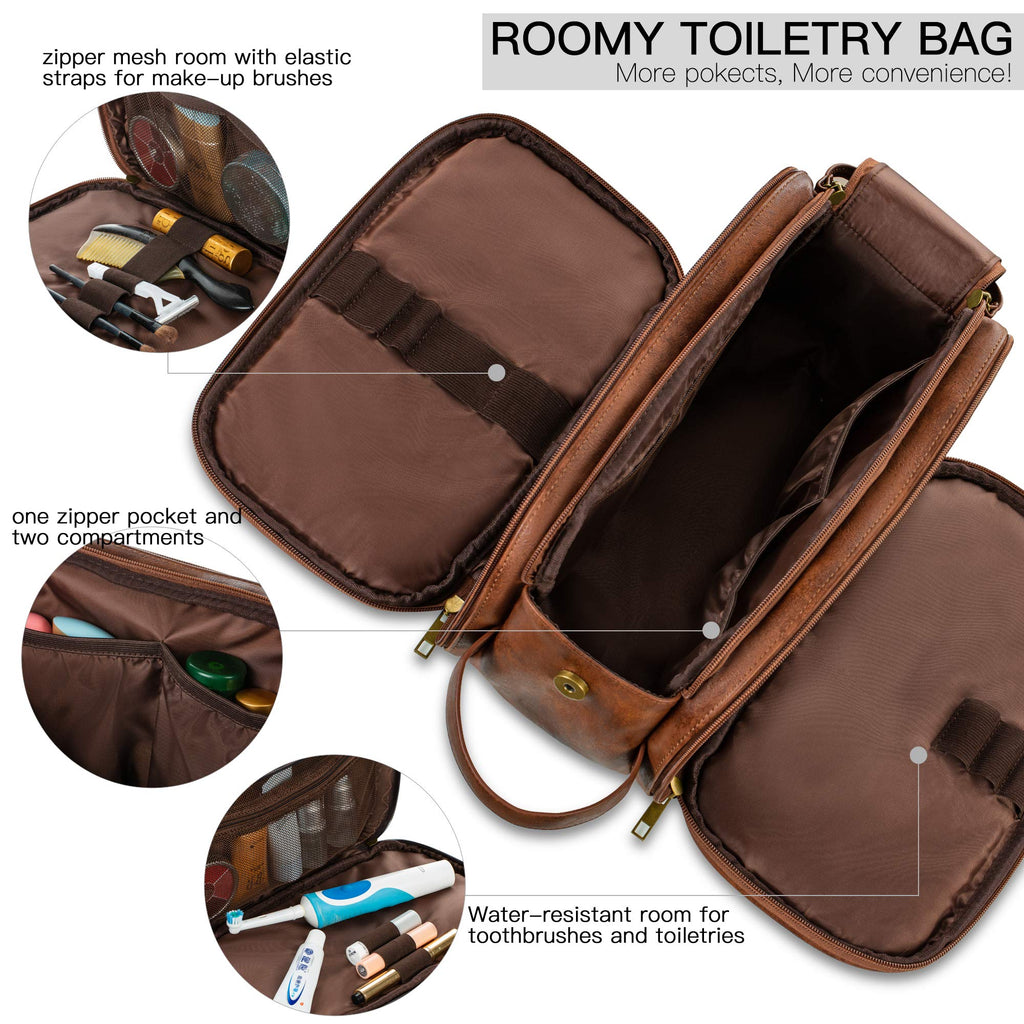 Elviros Travel Toiletry Bag for Men — Waterproof Shaving Dopp Kit & Organizer