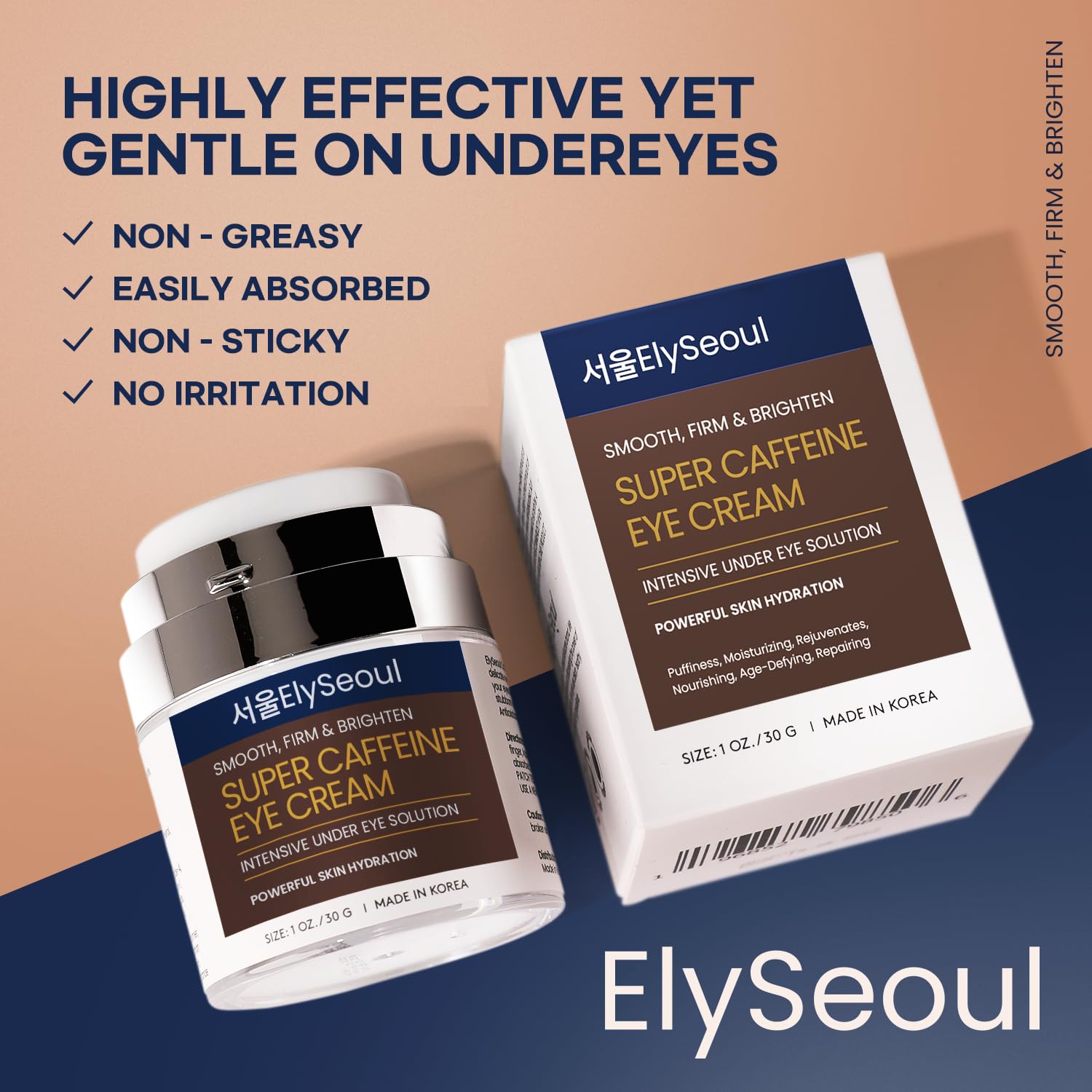 ElySeoul Korean Caffeine Collagen Eye Cream – Puffiness, Dark Circles & Hydration