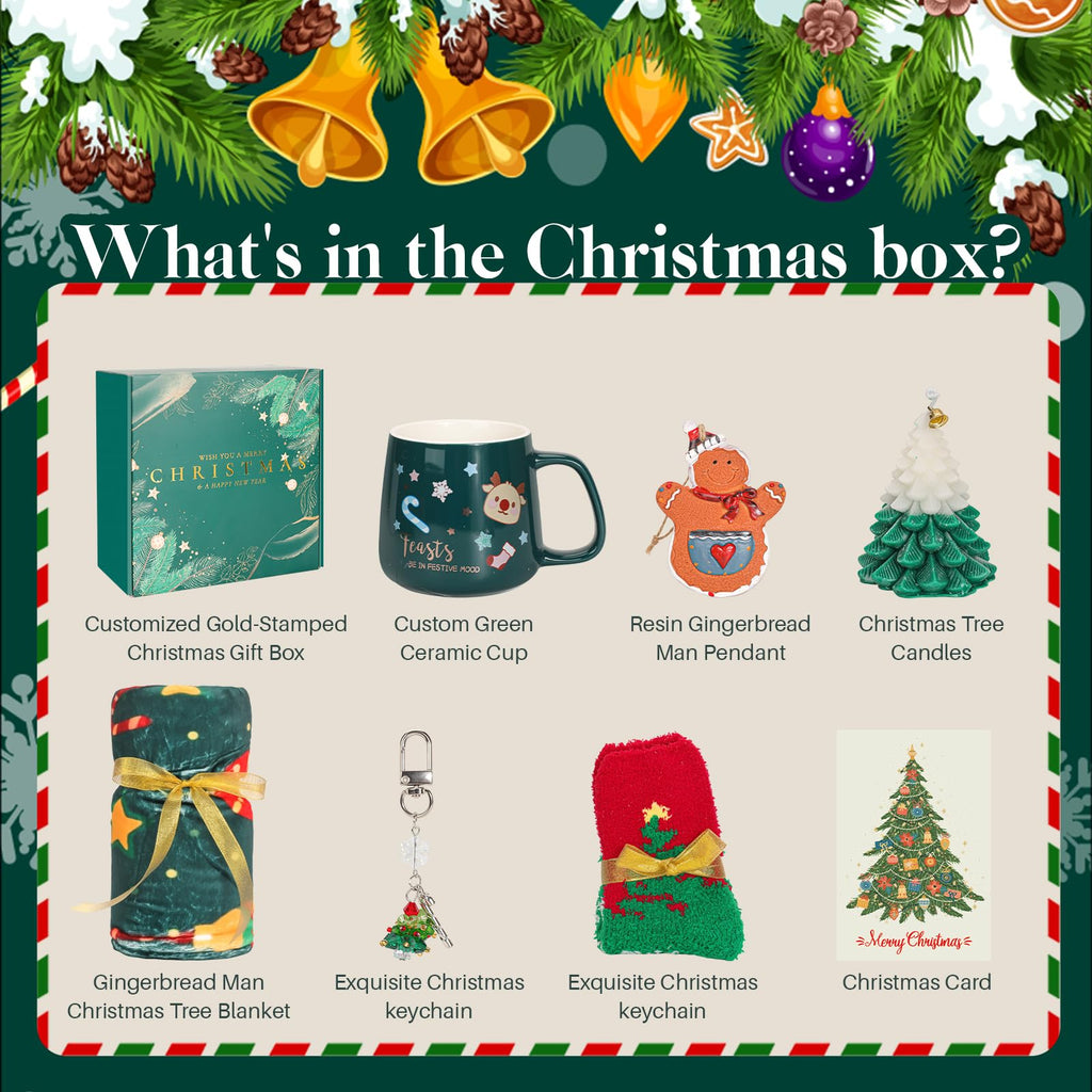 Elysirise Christmas Gifts Basket for Women 2025 – Ready-to-Gift Holiday Gift Set with Blanket, Santa Mug, Socks