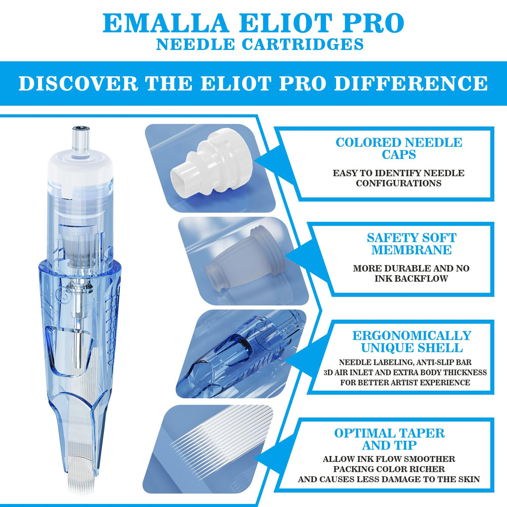 Emalla Eliot Pro Tattoo Cartridges 1015CML – 20Pcs Curved Magnum 0.30mm