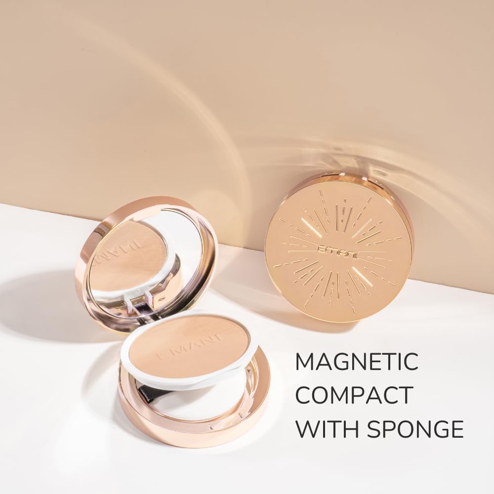 Emani Flawless Matte Powder Foundation – Mineral Compact for Sensitive Skin, Deep Golden