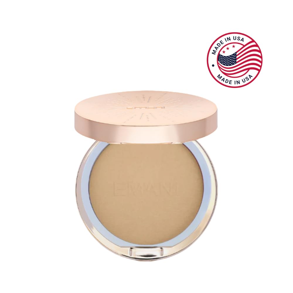 Emani Flawless Matte Powder Foundation – Mineral Compact for Sensitive Skin, Deep Golden