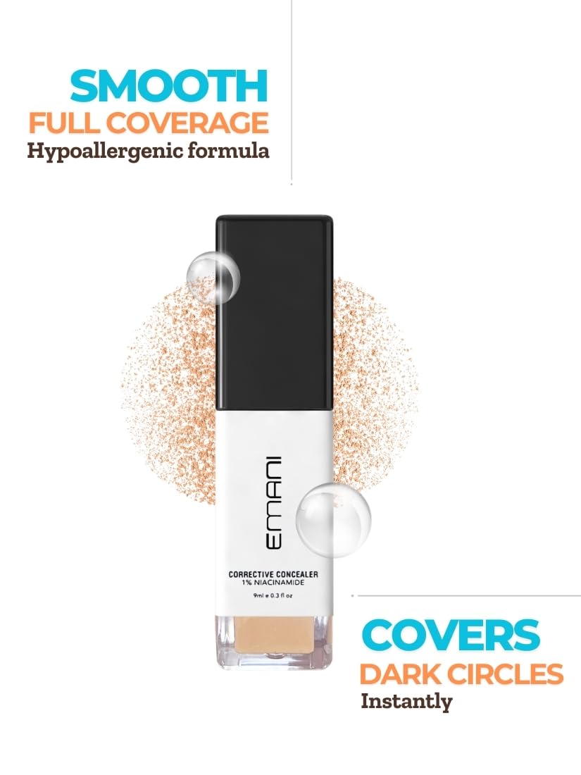 Emani HD Corrective Liquid Concealer – Full Coverage with Vitamin C & Hyaluronic Acid (Medium)