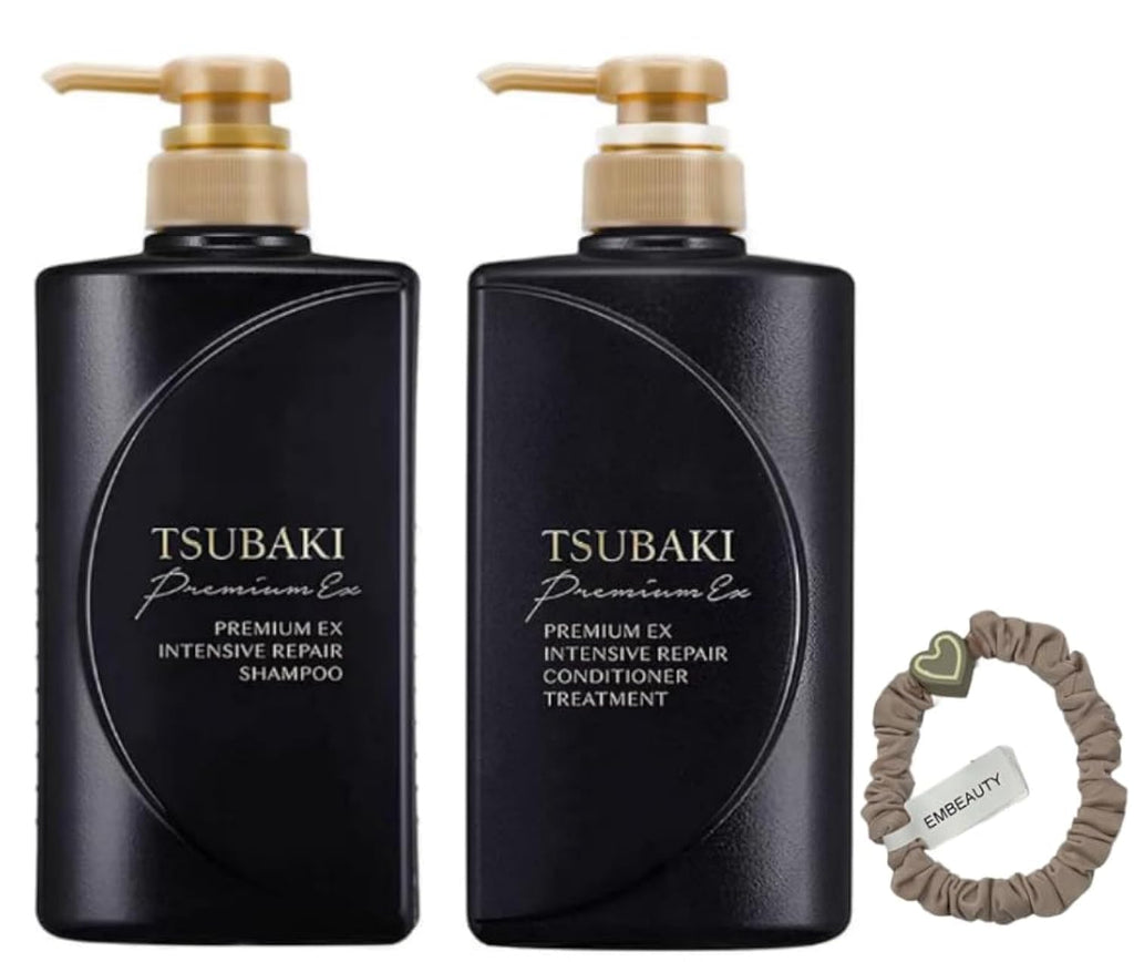 EMBEAUTY Premium Black Set — EX Ion Repair Shampoo & Conditioner 400ml + 1 Hair Tie