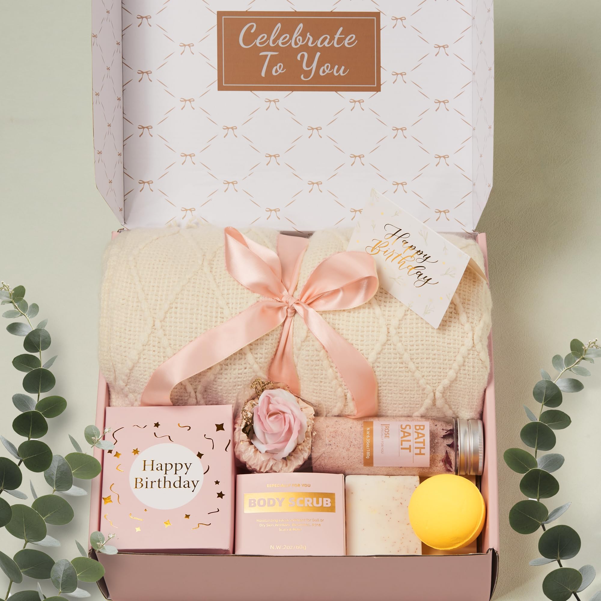 EMBERWAVE Luxury Spa Gift Box for Women – Body Scrub & Bath Salt Gift Set