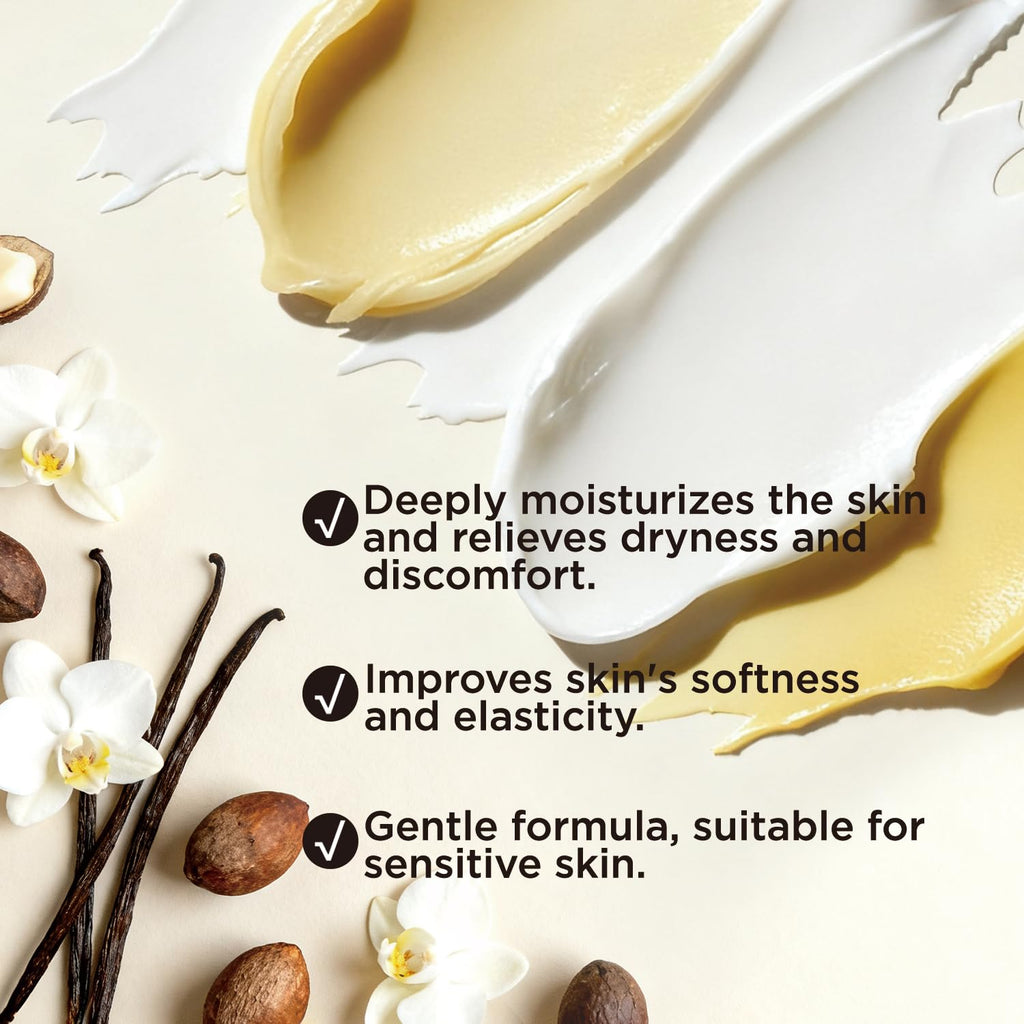 Embleaf Vanilla Whipped Body Butter – Deep Moisturizing Shea Cream for Dry Skin (3.4 fl oz + 6.8 fl oz / 100 ml + 200 ml)