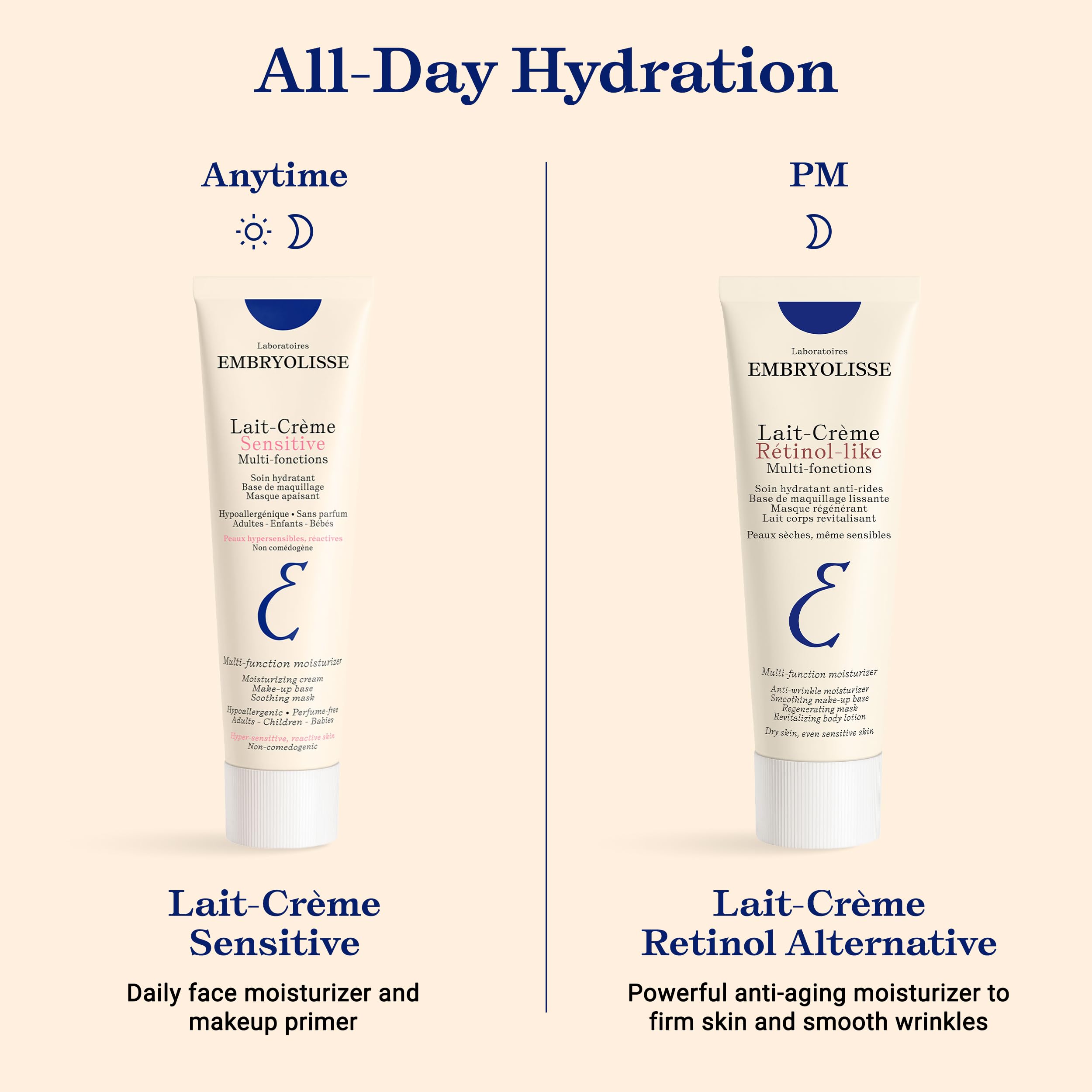 Embryolisse Lait-Creme Sensitive Moisturizer – Fragrance-Free Hydration for Sensitive Skin (1.01 oz)