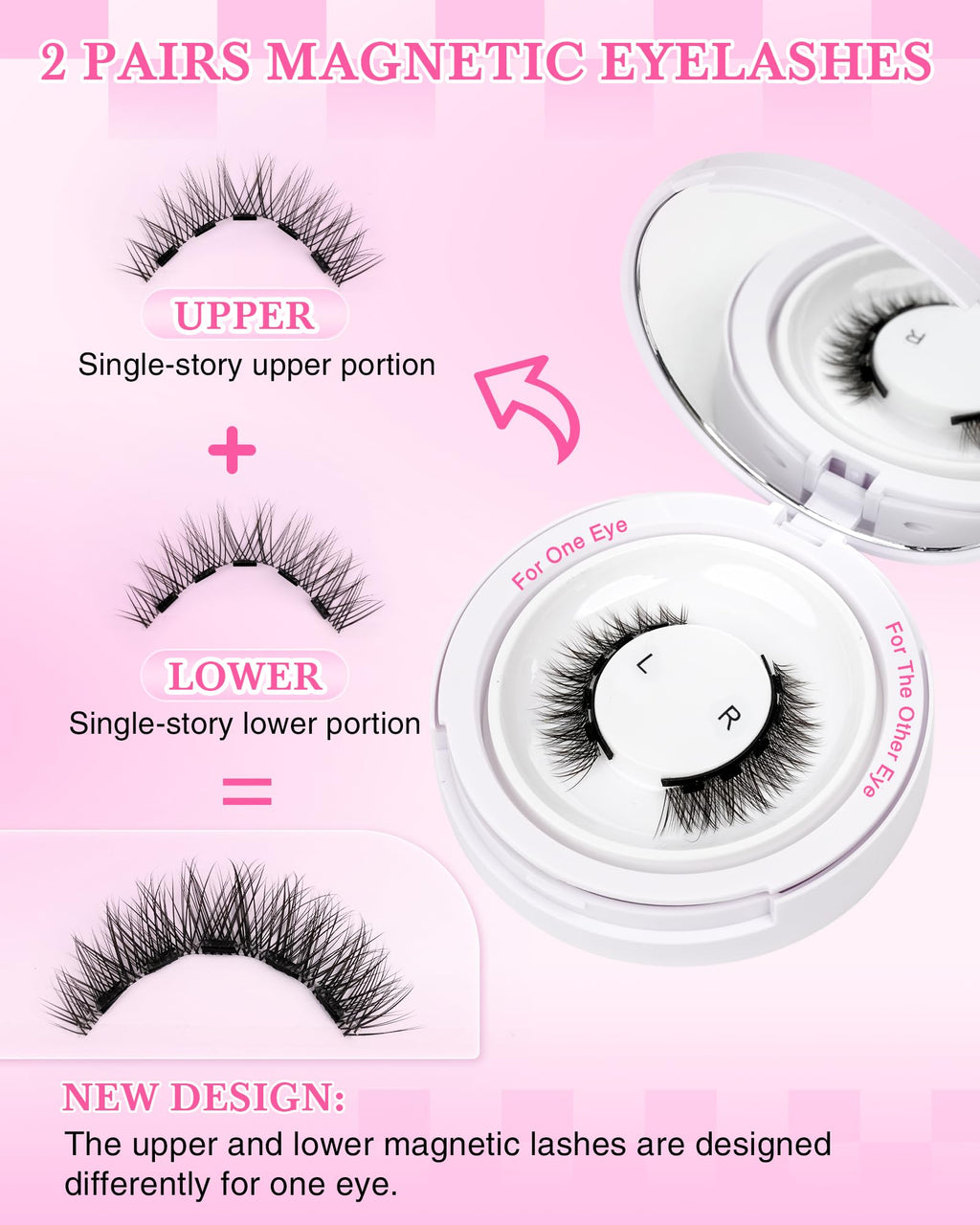 EMEDA Natural Look Magnetic Eyelashes Kit – 2 Pairs, Reusable, No Glue