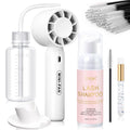 EMEDA Lash Cleaning Kit (White) | 2.02 fl oz Lash Shampoo, USB Mini Fan Dryer & Rinse Bottle