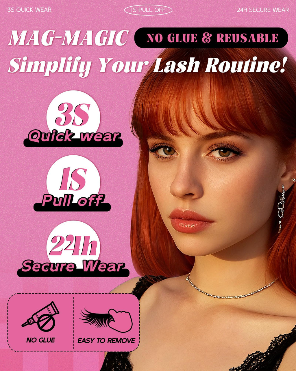 EMEDA Upgrade Soft Magnetic Eyelashes with Applicator & Lash Fixer – No Glue Needed
