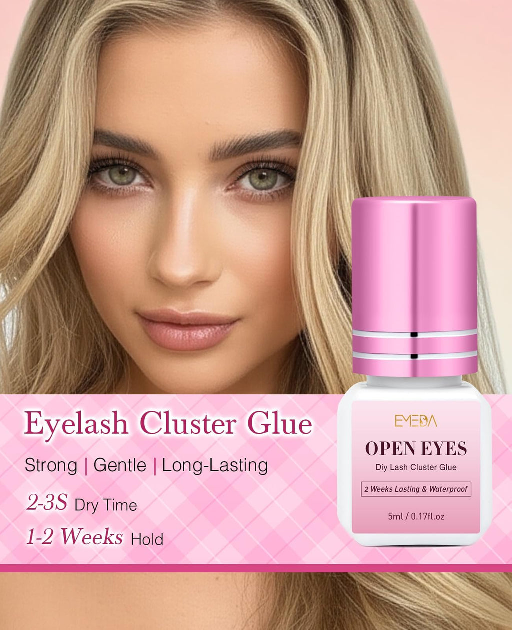 EMEDA Sensitive Lash Cluster Glue Kit – DIY Lash Clusters, 3S Dry Time, 2-Week Waterproof Hold