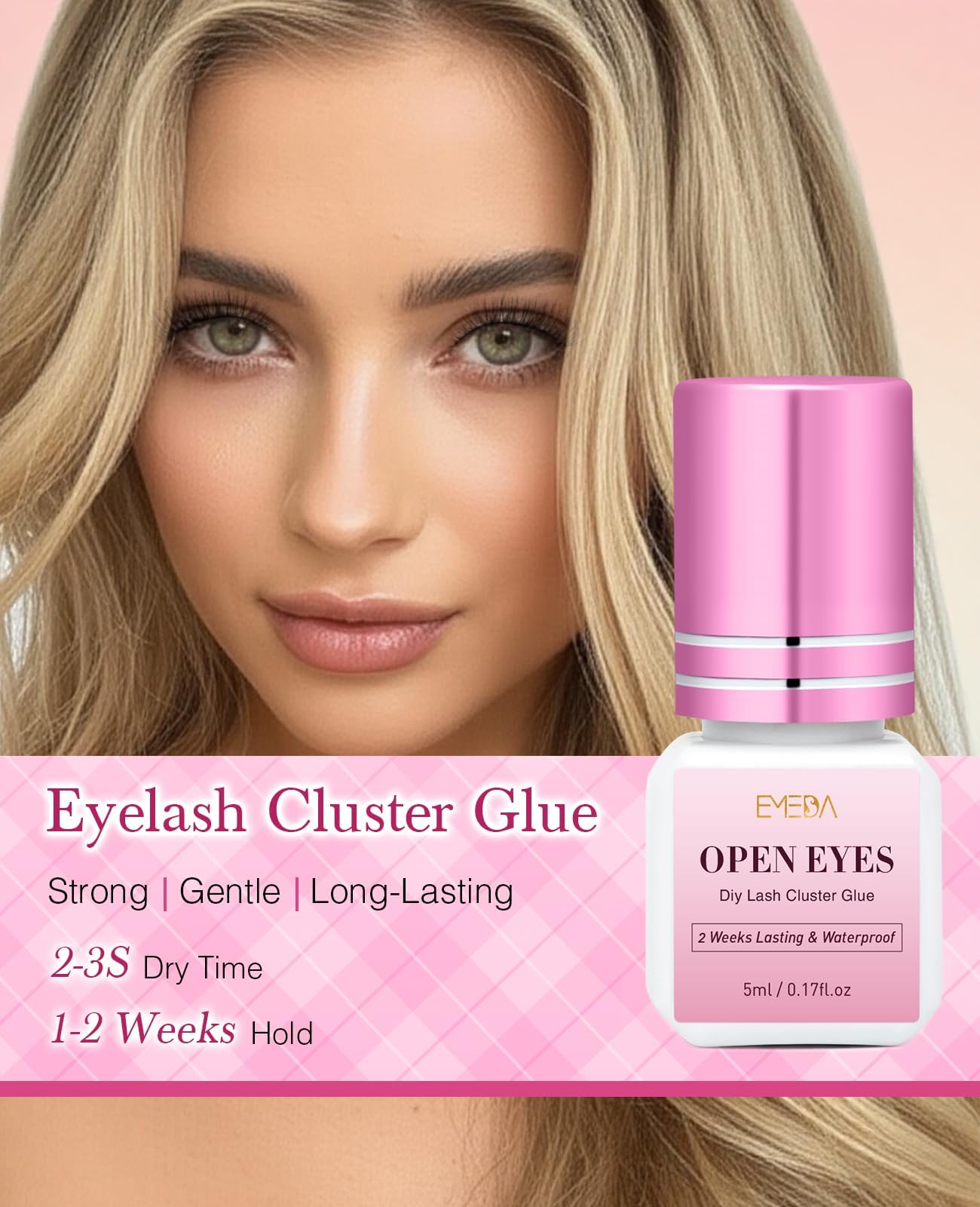 EMEDA Sensitive Lash Cluster Glue Kit – DIY Lash Clusters, 3S Dry Time, 2-Week Waterproof Hold