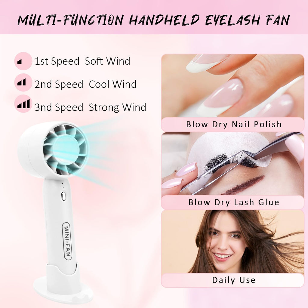 EMEDA Lash Cleaning Kit (White) | 2.02 fl oz Lash Shampoo, USB Mini Fan Dryer & Rinse Bottle