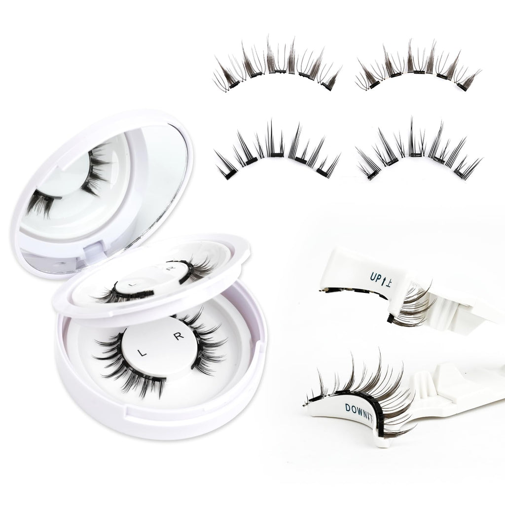 EMEDA Natural Look Magnetic Eyelashes Kit – 2 Pairs, No Glue, Easy Wear, Reusable