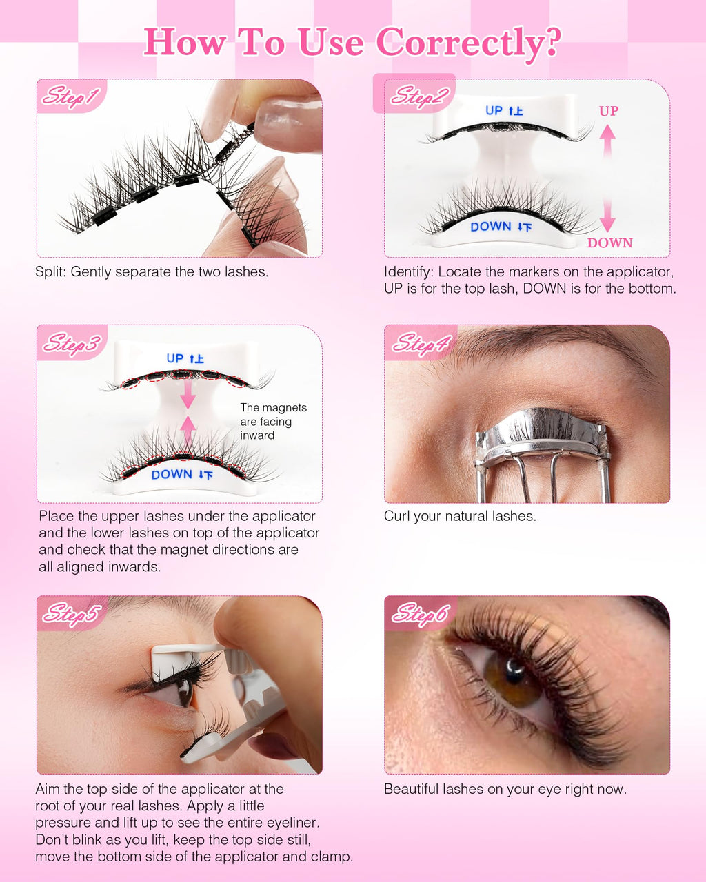 EMEDA Natural Look Magnetic Eyelashes Kit – 2 Pairs, Reusable, No Glue