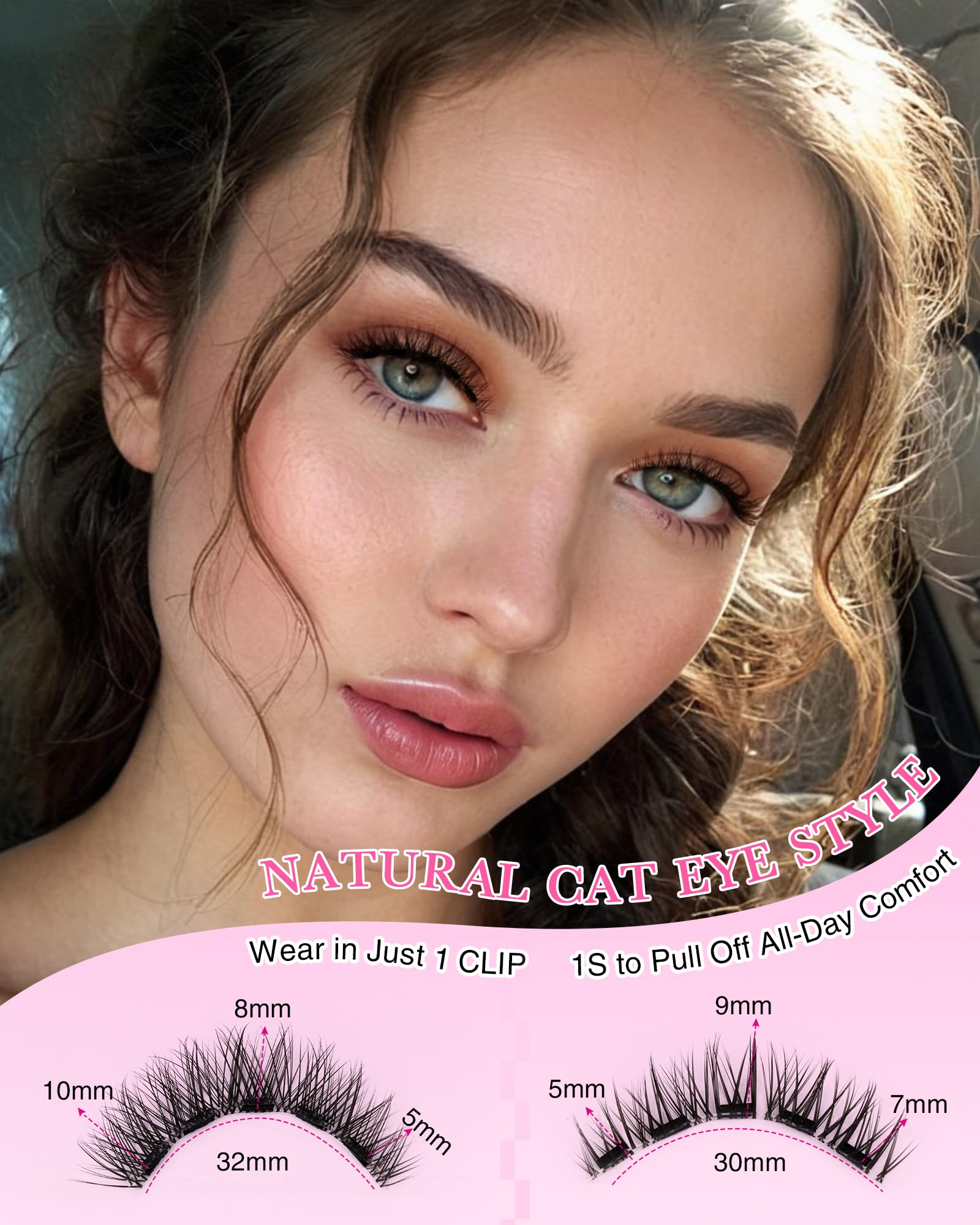 EMEDA Natural Look Magnetic Eyelashes Kit – 2 Pairs, Reusable, No Glue