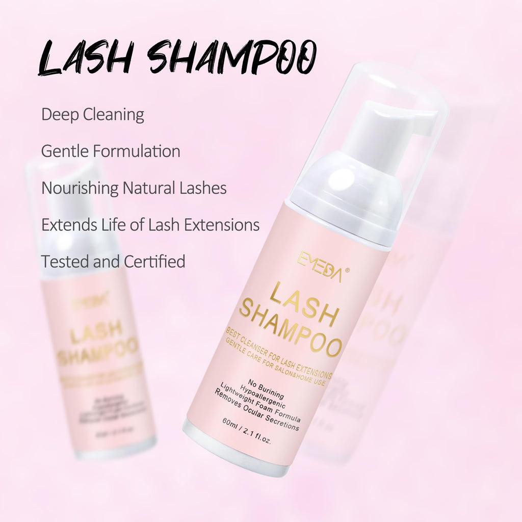 EMEDA Lash Cleaning Kit (White) | 2.02 fl oz Lash Shampoo, USB Mini Fan Dryer & Rinse Bottle