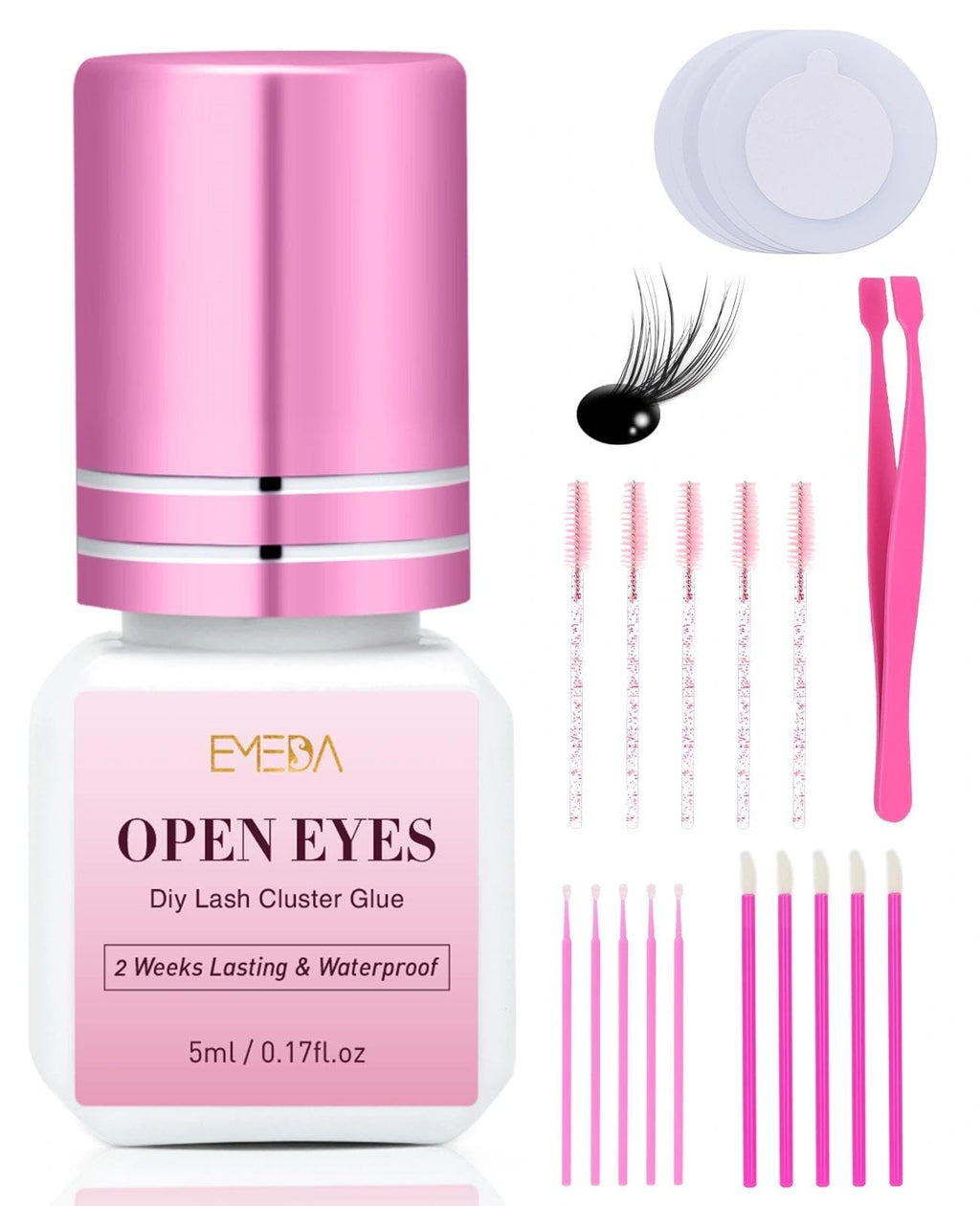 EMEDA Sensitive Lash Cluster Glue Kit – DIY Lash Clusters, 3S Dry Time, 2-Week Waterproof Hold