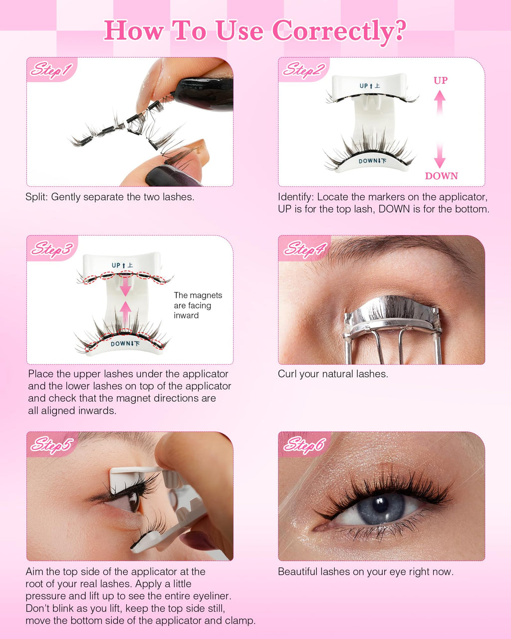 EMEDA Natural Look Magnetic Eyelashes Kit – 2 Pairs, No Glue, Easy Wear, Reusable