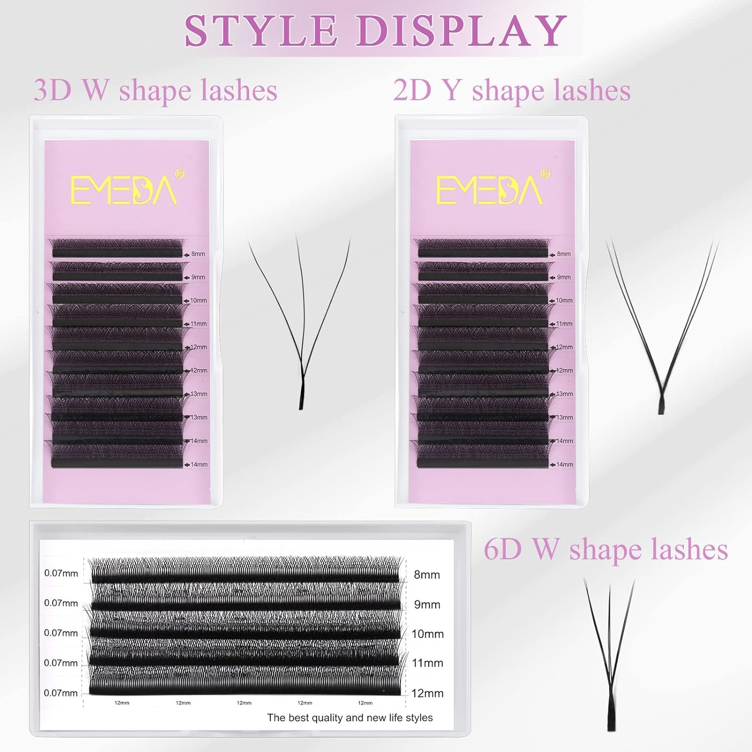 EMEDA W Lash Extensions C Curl .07mm 12mm – Premade 3D Volume Fans