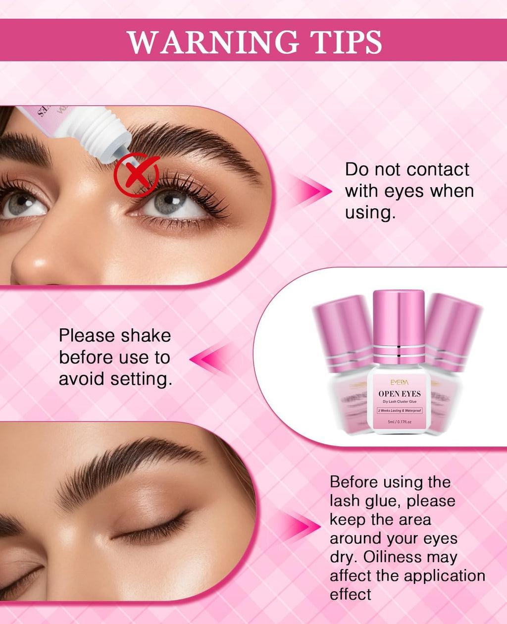 EMEDA Sensitive Lash Cluster Glue Kit – DIY Lash Clusters, 3S Dry Time, 2-Week Waterproof Hold
