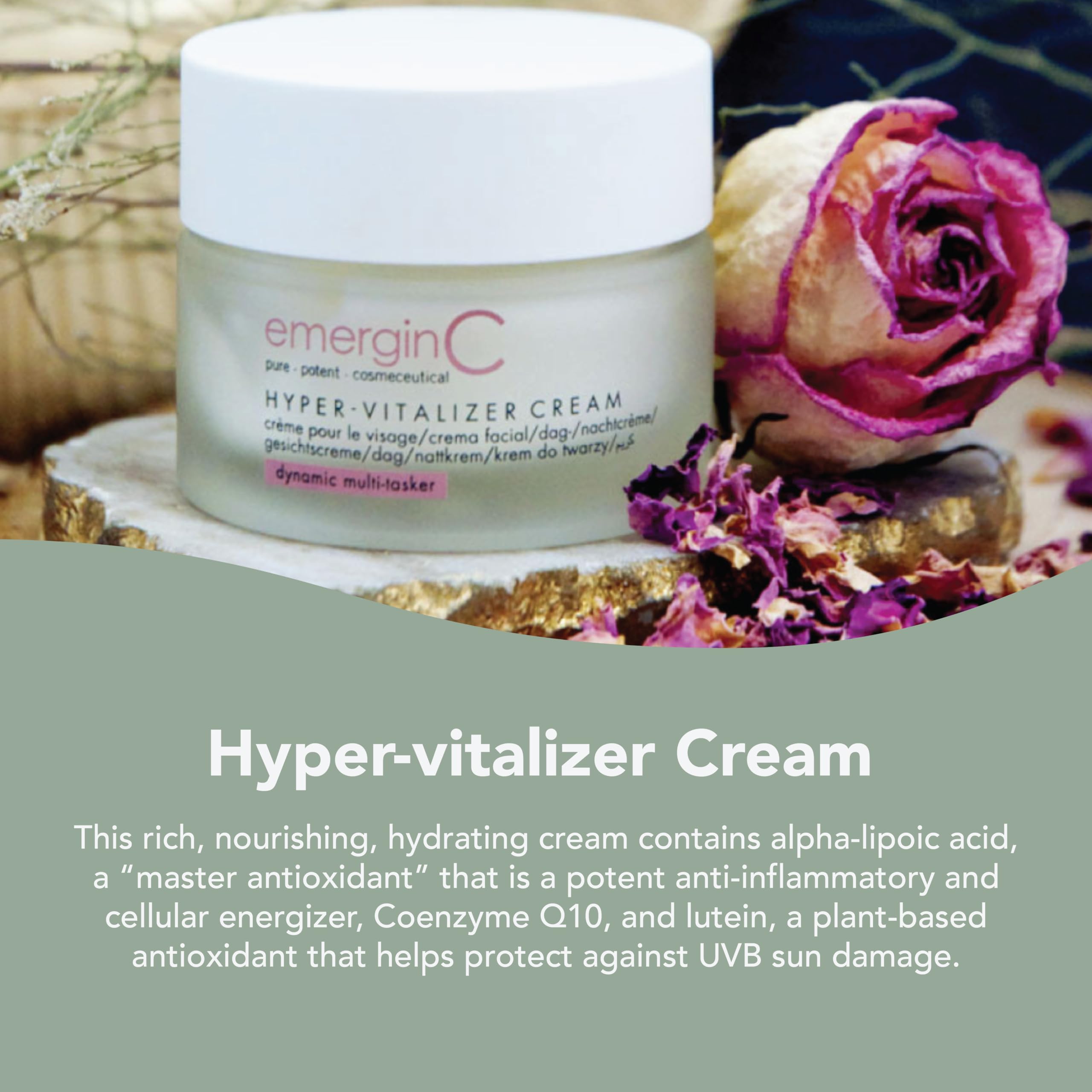 emerginC Hyper-Vitalizer Cream – Antioxidant Facial Moisturizer with Alpha-Lipoic Acid & Hyaluronic Acid
