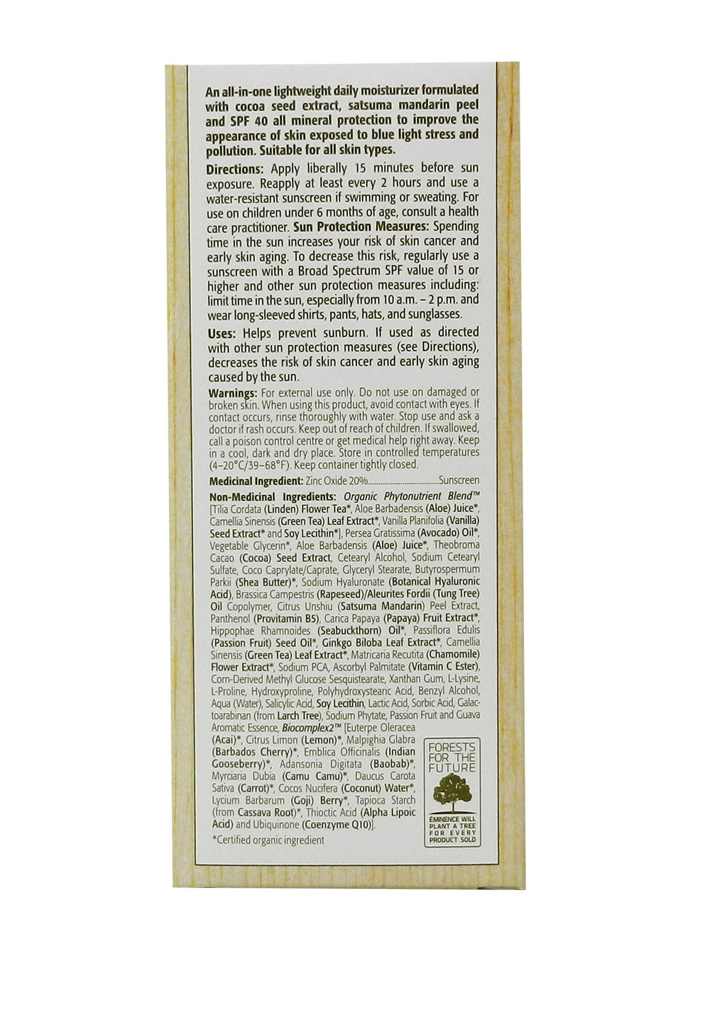 Eminence Lilikoi Daily Defense Moisturizer SPF 40 - Vanilla (2 oz)