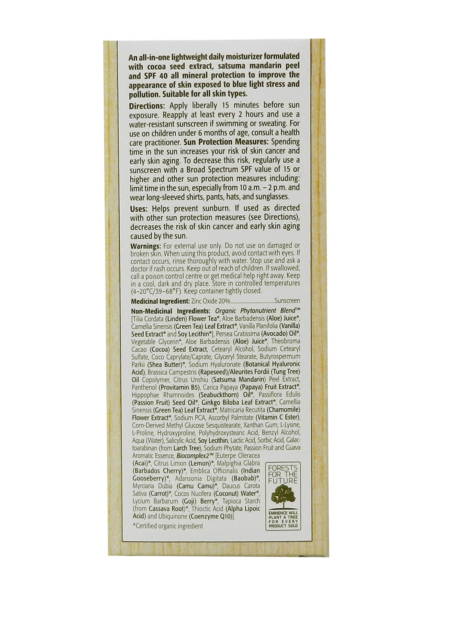 Eminence Lilikoi Daily Defense Moisturizer SPF 40 - Vanilla (2 oz)