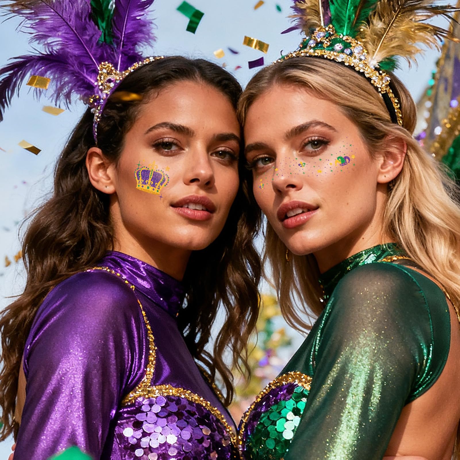 EMOME Mardi Gras Decorations: Glitter Freckles & Body Tattoos for Carnival