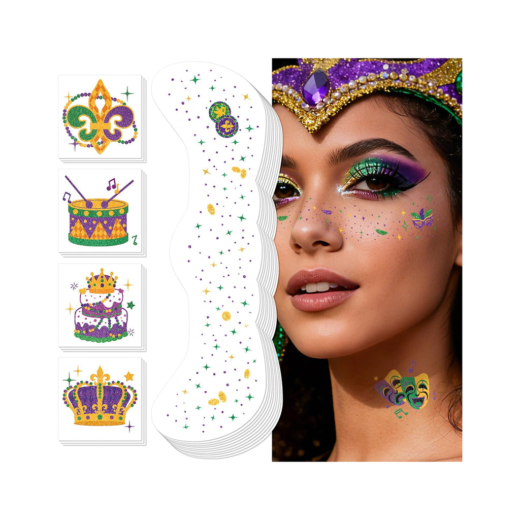 EMOME Mardi Gras Decorations: Glitter Freckles & Body Tattoos for Carnival