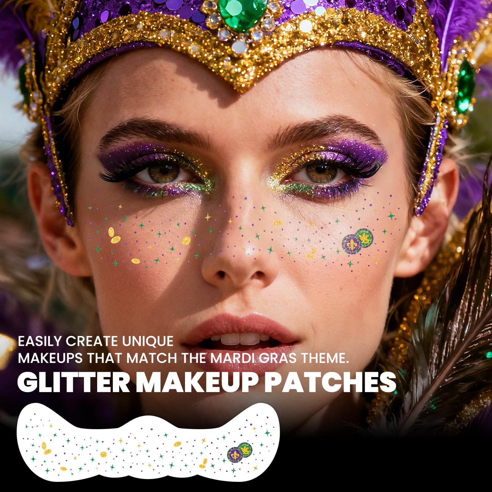EMOME Mardi Gras Decorations: Glitter Freckles & Body Tattoos for Carnival