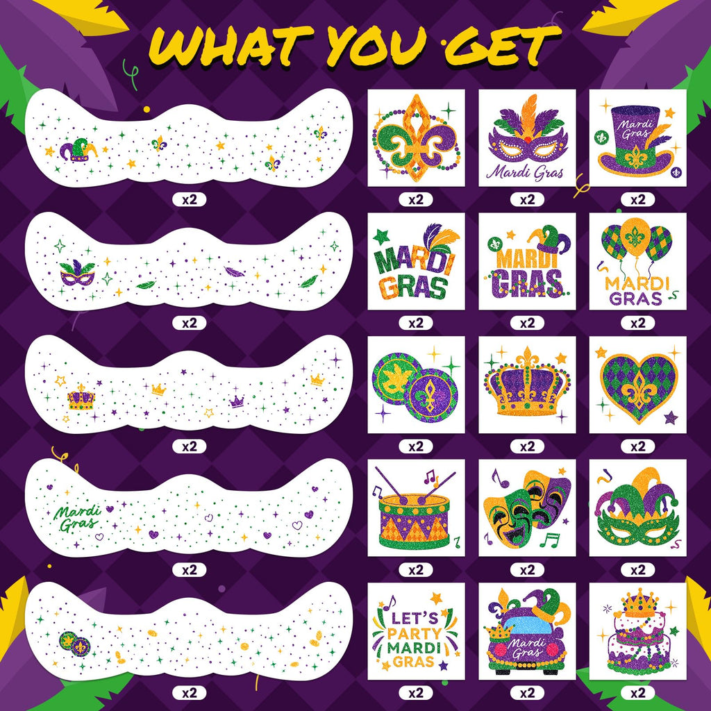 EMOME Mardi Gras Decorations: Glitter Freckles & Body Tattoos for Carnival