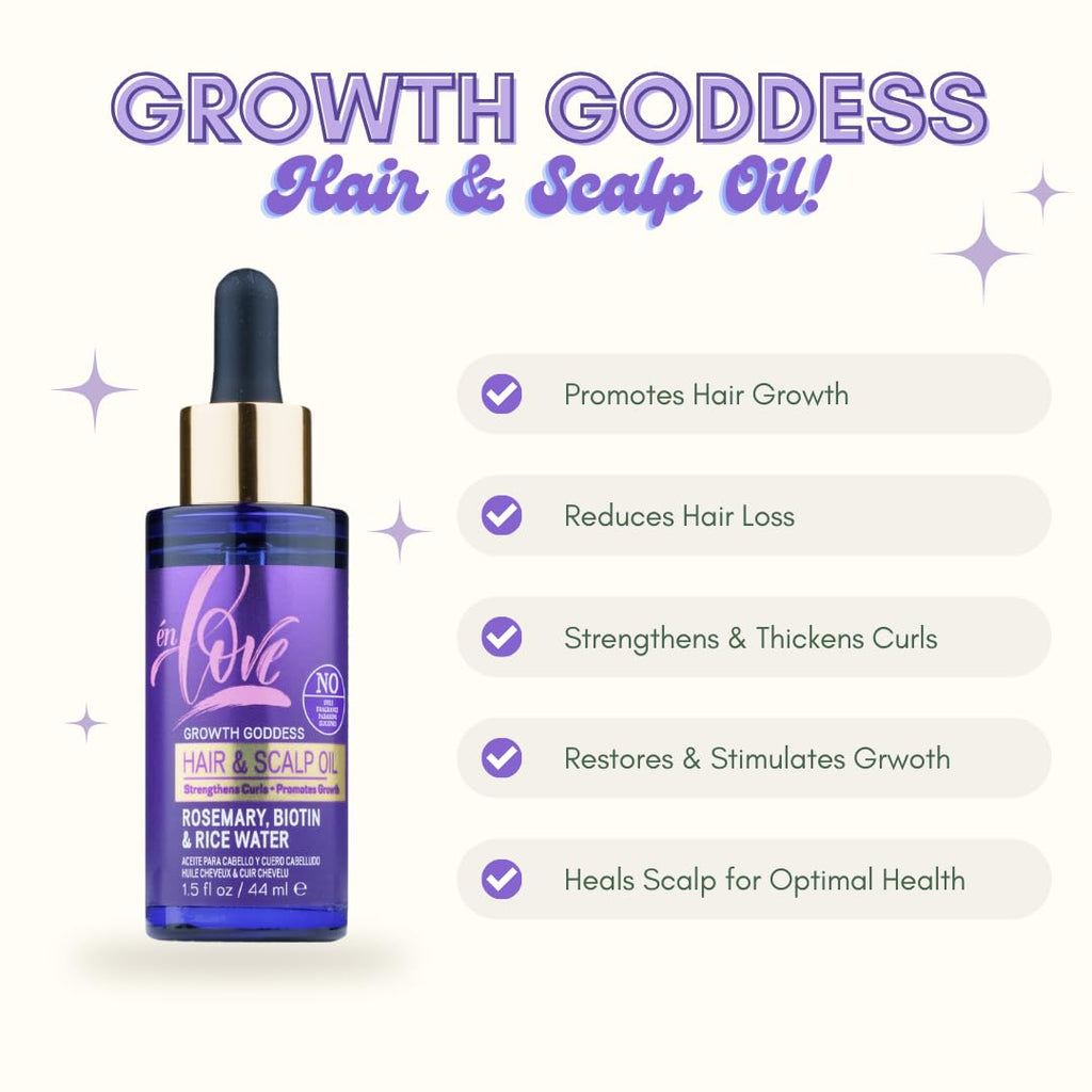 én Love Growth Goddess Hair & Scalp Oil – Rosemary, Biotin, Organic Rice Water & Jamaican Black Castor Oil (1.5oz)