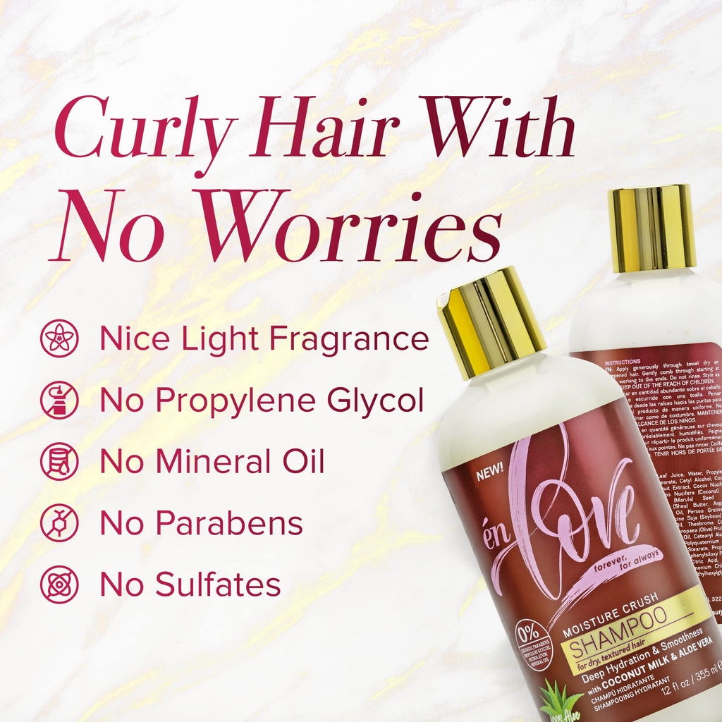 Én Love Moisture Crush Shampoo for Curly & Wavy Hair — Coconut Milk, Aloe Vera, No Sulfates | 12oz