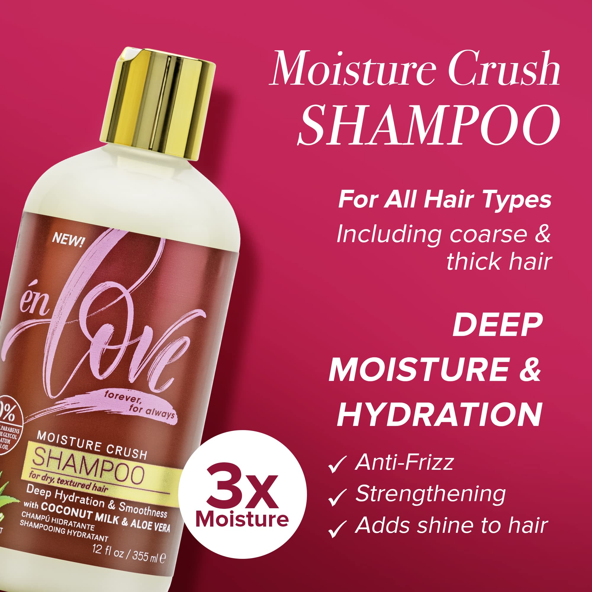 Én Love Moisture Crush Shampoo for Curly & Wavy Hair — Coconut Milk, Aloe Vera, No Sulfates | 12oz