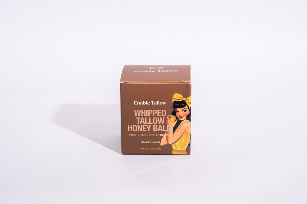 Enable Tallow Face & Body Cream – Whipped Beef Tallow & Manuka Honey Balm for Dry & Sensitive Skin, 4oz