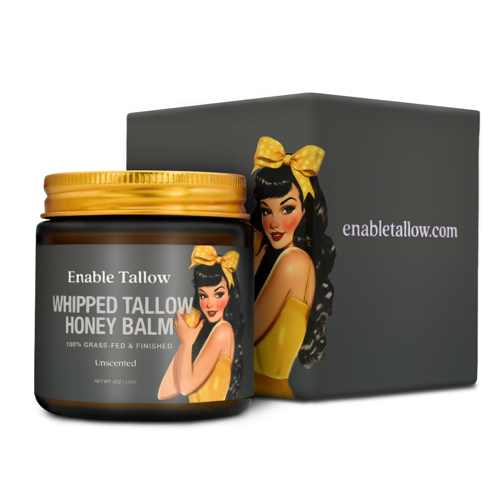 Enable Tallow Face & Body Cream – Whipped Beef Tallow & Manuka Honey, Fragrance-Free, 4oz